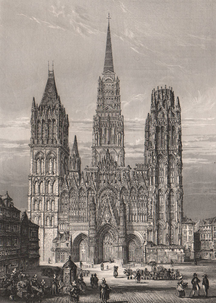ROUEN. La Cathédrale. Seine-Maritime 1844 old antique vintage print picture